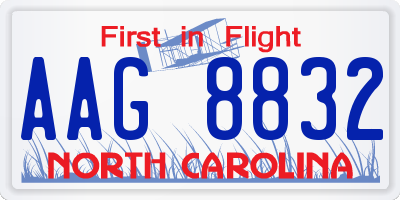 NC license plate AAG8832