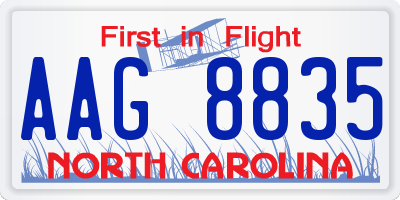 NC license plate AAG8835