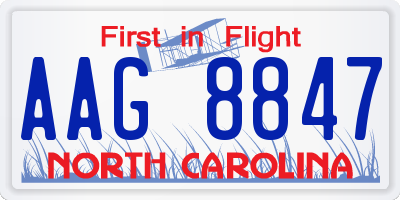 NC license plate AAG8847