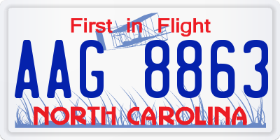 NC license plate AAG8863