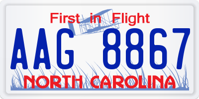 NC license plate AAG8867