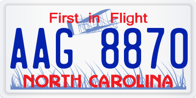 NC license plate AAG8870