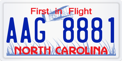 NC license plate AAG8881