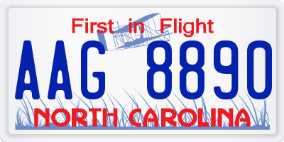 NC license plate AAG8890