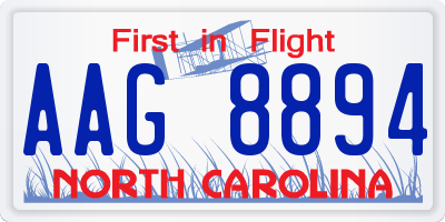 NC license plate AAG8894