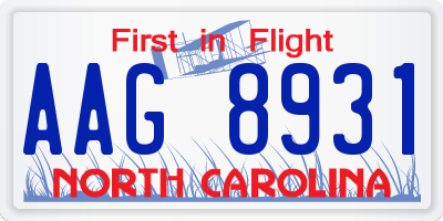 NC license plate AAG8931