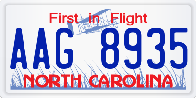 NC license plate AAG8935