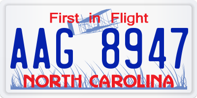 NC license plate AAG8947