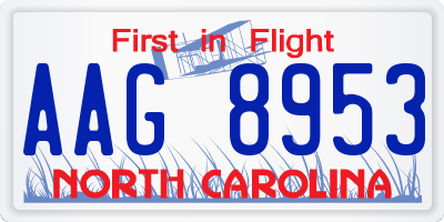 NC license plate AAG8953