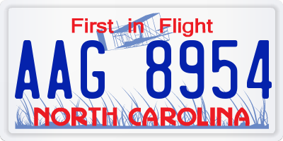 NC license plate AAG8954