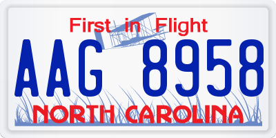 NC license plate AAG8958