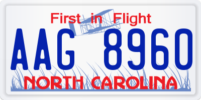 NC license plate AAG8960