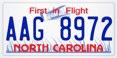 NC license plate AAG8972