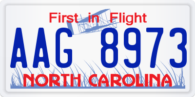 NC license plate AAG8973