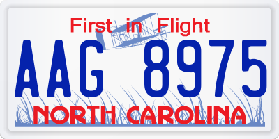NC license plate AAG8975