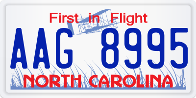NC license plate AAG8995
