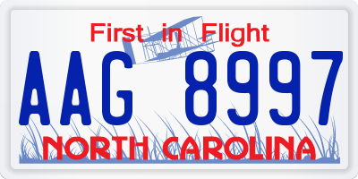 NC license plate AAG8997