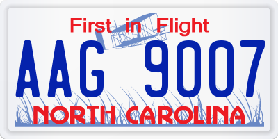 NC license plate AAG9007
