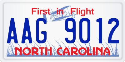 NC license plate AAG9012
