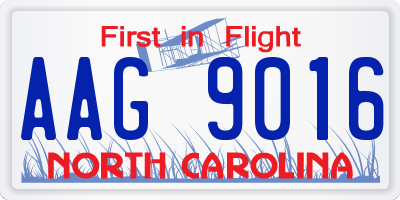 NC license plate AAG9016
