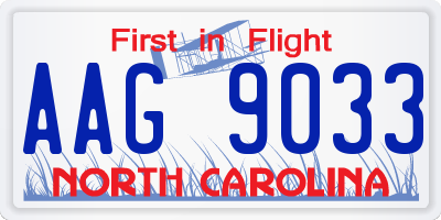 NC license plate AAG9033