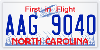 NC license plate AAG9040