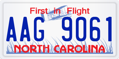 NC license plate AAG9061