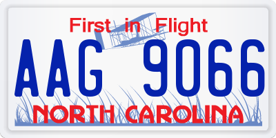 NC license plate AAG9066