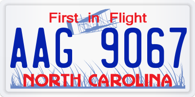 NC license plate AAG9067