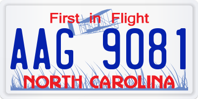 NC license plate AAG9081