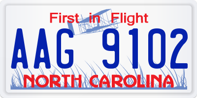 NC license plate AAG9102