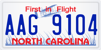 NC license plate AAG9104