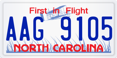 NC license plate AAG9105