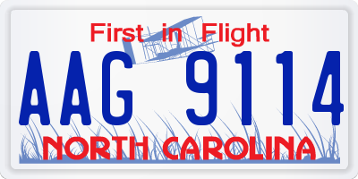 NC license plate AAG9114