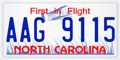 NC license plate AAG9115