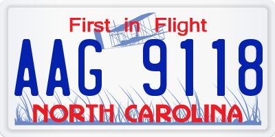 NC license plate AAG9118