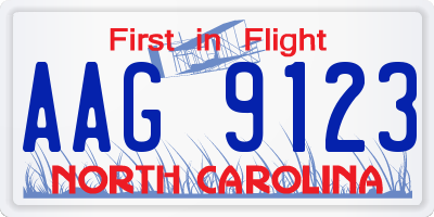 NC license plate AAG9123