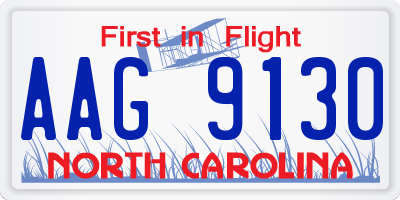 NC license plate AAG9130