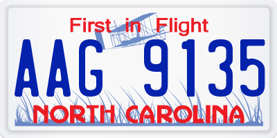 NC license plate AAG9135