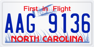 NC license plate AAG9136