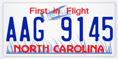 NC license plate AAG9145