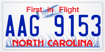 NC license plate AAG9153