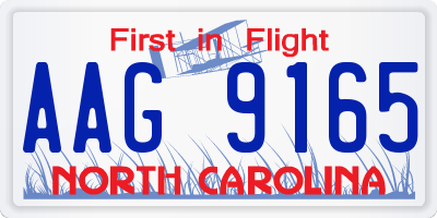 NC license plate AAG9165