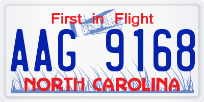 NC license plate AAG9168