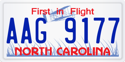 NC license plate AAG9177
