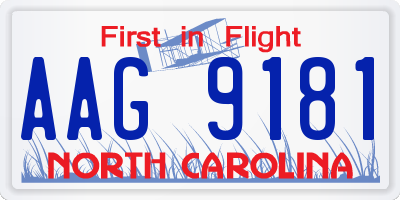 NC license plate AAG9181