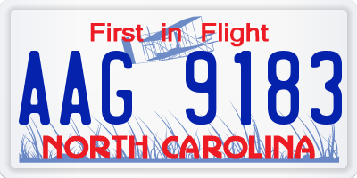 NC license plate AAG9183