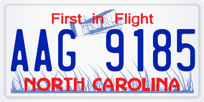 NC license plate AAG9185