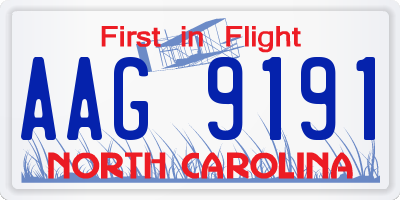 NC license plate AAG9191