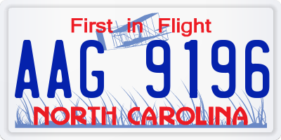 NC license plate AAG9196